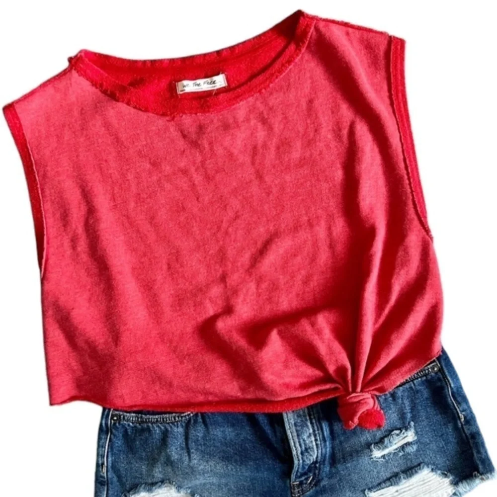 FREE PEOPLE Fresh To Def Pullover Red XS FP Movement Sweatshirt Top